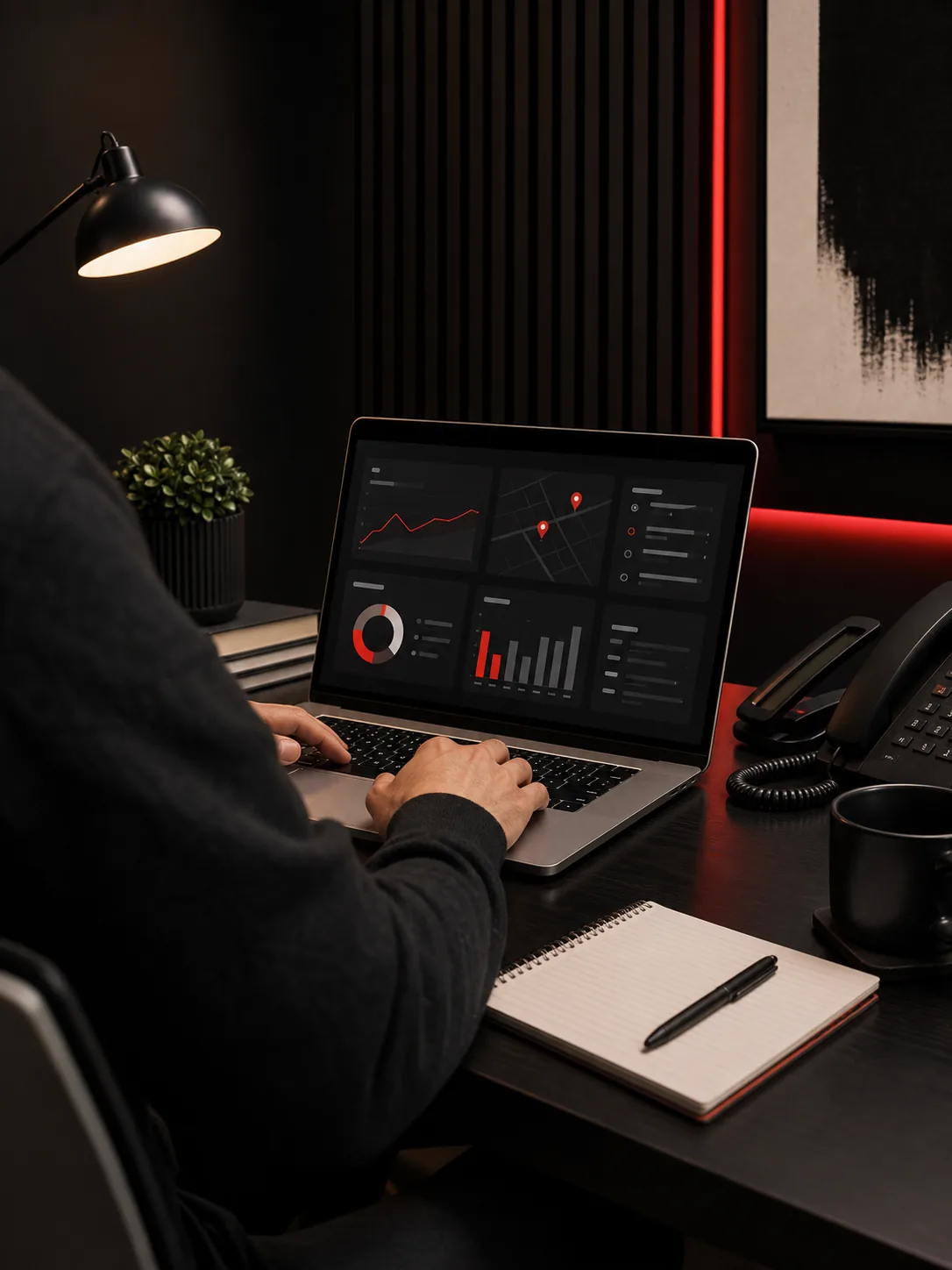 Temporary founder workspace visual for Heist Marketing